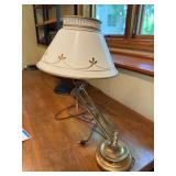 Brass Swing-Arm Desk Lamp With Decorative Shade