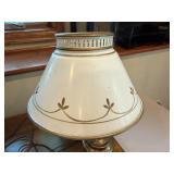 Brass Swing-Arm Desk Lamp With Decorative Shade