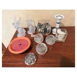 Mixed Lot Decorative Glass Candleholders & Angel Figurines