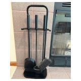 Black Fireplace Tool Set With Stand