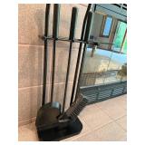 Black Fireplace Tool Set With Stand
