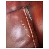 Brown Leather Sofa With 3 Pillows