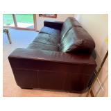 Brown Leather Sofa With 3 Pillows