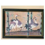 Framed Crane Artwork 36 X 26 in
