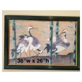Framed Crane Artwork 36 X 26 in