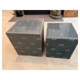 Pair of Upholstered Cube End Tables