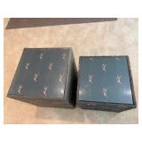 Pair of Upholstered Cube End Tables