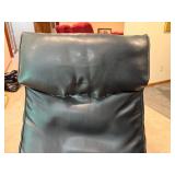 Vintage Wood Frame Lounge Chair & Ottoman Set