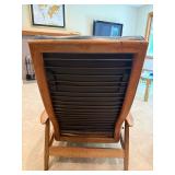 Vintage Wood Frame Lounge Chair & Ottoman Set