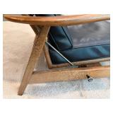Vintage Wood Frame Lounge Chair & Ottoman Set