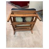 Vintage Wood Frame Lounge Chair & Ottoman Set