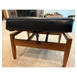 Vintage Wood Frame Lounge Chair & Ottoman Set