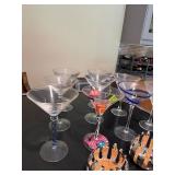 Mixed Lot Art Glass Martini Glasses & Decorative Coasters