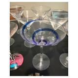 Mixed Lot Art Glass Martini Glasses & Decorative Coasters