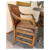 Round Pedestal Pub Table & 3 Arm Chairs