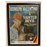 Vintage 1924 Rudolph Valentino a Sainted Devil Framed Poster