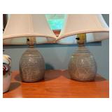 Mixed Decorative Lot of 5 With Pair of Ceramic Table Lamps