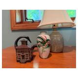 Mixed Decorative Lot of 5 With Pair of Ceramic Table Lamps