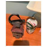 Mixed Decorative Lot of 5 With Pair of Ceramic Table Lamps