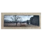 A Cloudy Day Framed Landscape Wall Art Print 12x36 Black