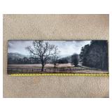 A Cloudy Day Framed Landscape Wall Art Print 12x36 Black