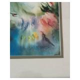 Signed Framed Fairy Watercolor Art Print White Frame 13x16 Wall Decor