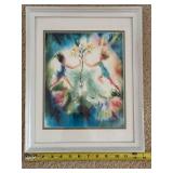 Signed Framed Fairy Watercolor Art Print White Frame 13x16 Wall Decor