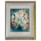 Signed Framed Fairy Watercolor Art Print White Frame 13x16 Wall Decor