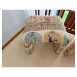 Pair of Upholstered Southwestern Accent Stools Ottoman Vanity Seats