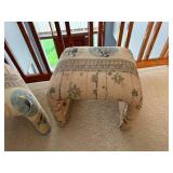 Pair of Upholstered Southwestern Accent Stools Ottoman Vanity Seats