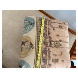 Pair of Upholstered Southwestern Accent Stools Ottoman Vanity Seats
