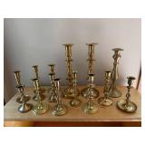 Mixed Brass Candlestick Holders Lot of 15 Assorted Vintage Styles