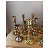 Mixed Brass Candlestick Holders Lot of 15 Assorted Vintage Styles