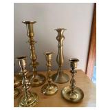 Mixed Brass Candlestick Holders Lot of 15 Assorted Vintage Styles
