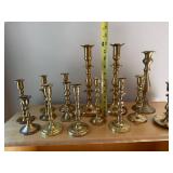 Mixed Brass Candlestick Holders Lot of 15 Assorted Vintage Styles