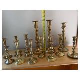 Mixed Brass Candlestick Holders Lot of 15 Assorted Vintage Styles