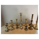 Mixed Metal Candlestick Holders Lot of 12 Brass Tone Vintage Decor