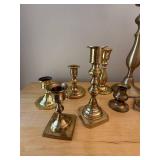 Mixed Metal Candlestick Holders Lot of 12 Brass Tone Vintage Decor