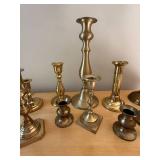 Mixed Metal Candlestick Holders Lot of 12 Brass Tone Vintage Decor