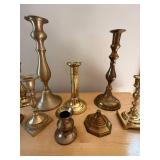Mixed Metal Candlestick Holders Lot of 12 Brass Tone Vintage Decor