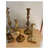 Mixed Metal Candlestick Holders Lot of 12 Brass Tone Vintage Decor