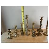 Mixed Metal Candlestick Holders Lot of 12 Brass Tone Vintage Decor