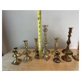 Mixed Metal Candlestick Holders Lot of 12 Brass Tone Vintage Decor