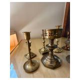 Vintage Brass Candlesticks & Pedestal Bowls Mixed Decor Lot 15 Pc