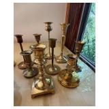 Vintage Brass Candlesticks & Pedestal Bowls Mixed Decor Lot 15 Pc