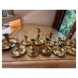 Mixed Brass Candlestick & Chamberstick Lot 12 Pc Assorted Vintage