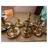 Mixed Brass Candlestick & Chamberstick Lot 12 Pc Assorted Vintage
