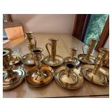 Mixed Brass Candlestick & Chamberstick Lot 12 Pc Assorted Vintage