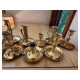 Mixed Brass Candlestick & Chamberstick Lot 12 Pc Assorted Vintage