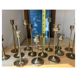 Vintage Brass Candlestick Holders Mixed Lot of 15 Assorted Sizes Decor
